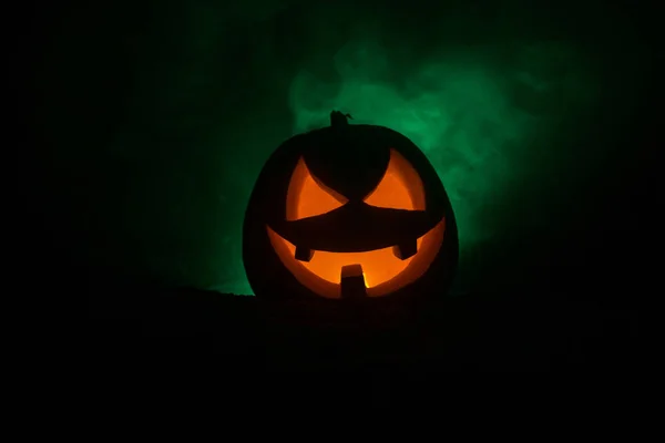 Halloween Dýně Úsměv Scrary Oči Večírek Zavřete Pohled Strašidelný Halloween — Stock fotografie