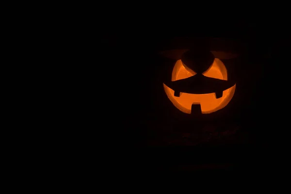 Halloween Concept Jack Lantern Smile Scary Eyes Party Night Close — Stock Photo, Image