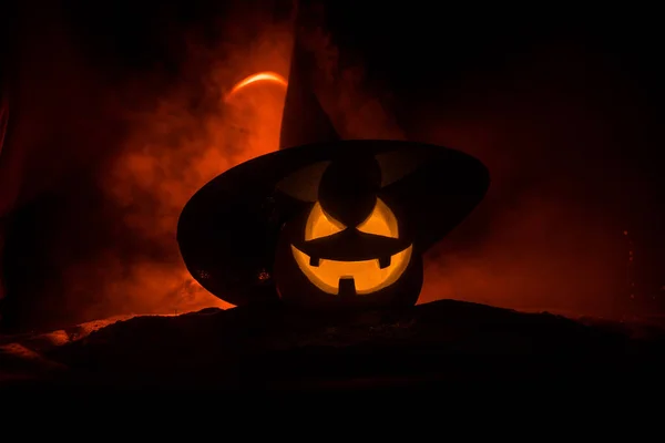 Halloween Konzept Jack Laterne Lächeln Und Gruselige Augen Für Die — Stockfoto