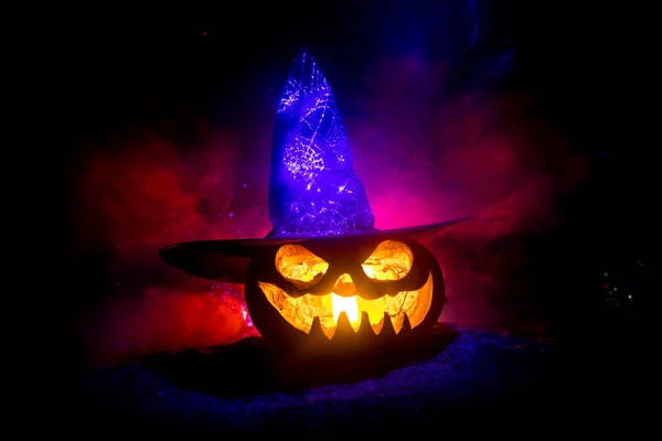 Halloween Konceptet Jack Lantern Leende Och Skrämmande Ögon För Partiet — Stockfoto