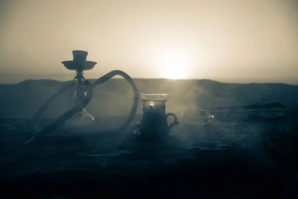 Vízipipa Forró Parazsat Shisha Tál Kültéri Hogy Felhők Steam Sivatagban — Stock Fotó