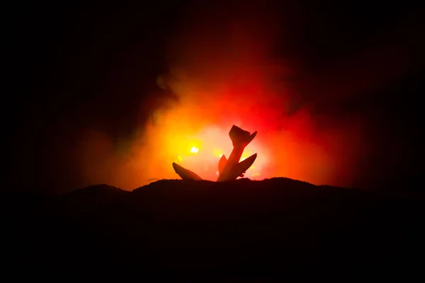 Air Crash Hořící Letadlo Letadlo Zřítilo Zem Zdobené Hračkou Pozadí — Stock fotografie