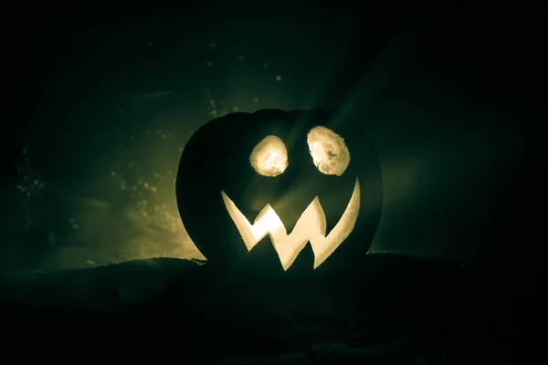 Sonrisa Calabaza Halloween Ojos Rasgados Para Noche Fiesta Vista Cerca —  Fotos de Stock