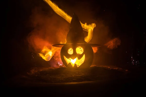 Concept Halloween Jack Lanterne Sourire Les Yeux Effrayants Pour Soirée — Photo