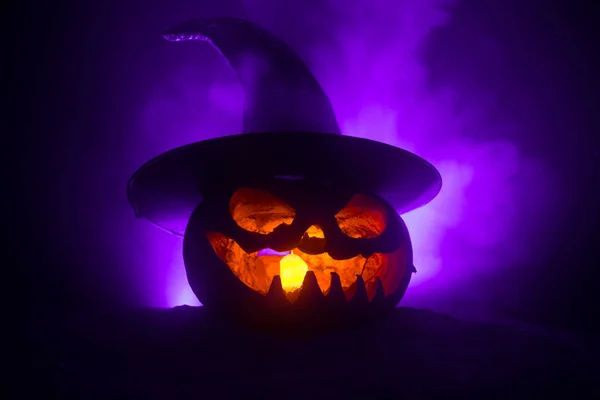 Halloween Konceptet Jack Lantern Leende Och Skrämmande Ögon För Partiet — Stockfoto