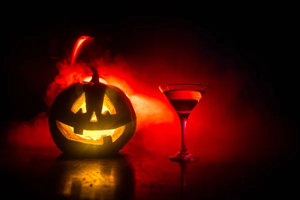 Cocktail Arancia Zucca Halloween Bevanda Festiva Festa Halloween Zucca Divertente — Foto Stock