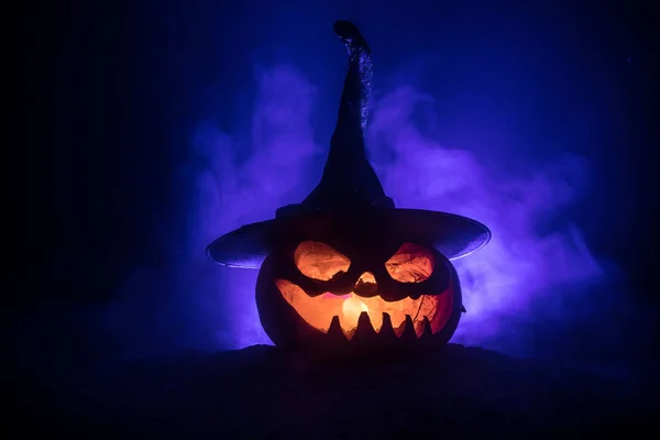 Halloween Konceptet Jack Lantern Leende Och Skrämmande Ögon För Partiet — Stockfoto