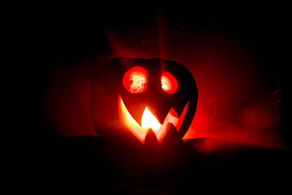 Halloween Pumpa Leende Och Scrary Ögon För Partiet Natten Stäng — Stockfoto