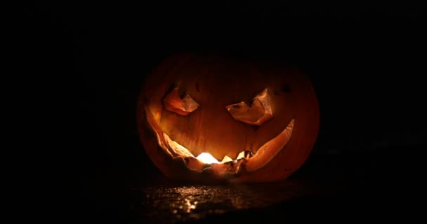Concetto Horror Halloween Vista Vicino Della Spaventosa Zucca Morta Halloween — Video Stock