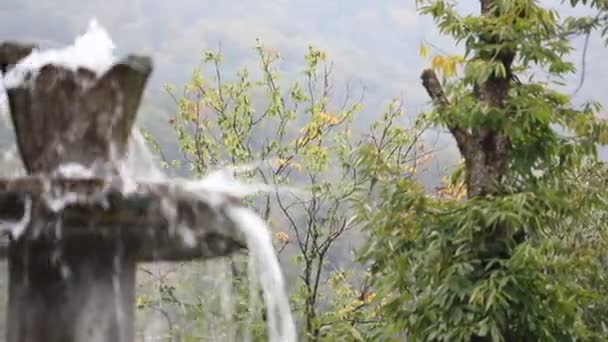 Cascata Acqua Dolce Pura Nella Foresta Montagna Vecchia Fontana Vicino — Video Stock