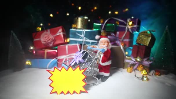 Ano Novo Natal Conceito Compras Férias Armazene Promoções Papai Noel — Vídeo de Stock