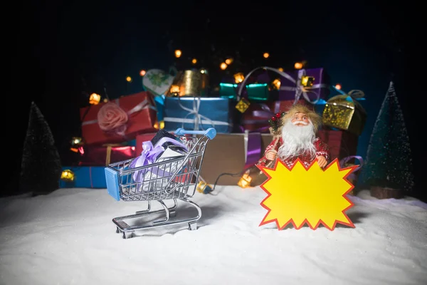 Nieuwjaar Kerst Vakantie Winkelen Concept Opslaan Van Promoties Santa Claus — Stockfoto