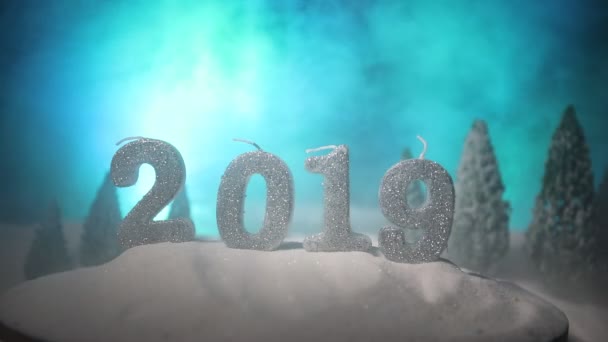 2019 Geschreven Sneeuw Gelukkig Nieuwjaar 2019 Lege Ruimte Voor Tekst — Stockvideo