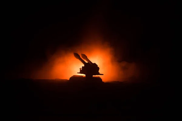 Startu Rakety Ohněm Mraky Bitevní Scéna Raketové Střely Hlavicí Zaměřené — Stock fotografie