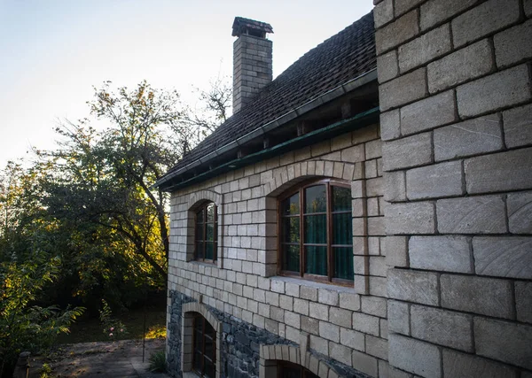 Dům Krásná Krajina Stromy Lese Během Podzimu Ázerbájdžán Krajiny — Stock fotografie