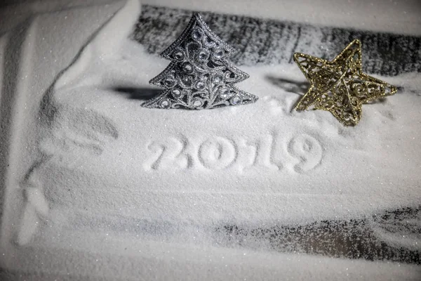 2019 Scritto Sulla Neve Felice Anno Nuovo 2019 Spazio Vuoto — Foto Stock