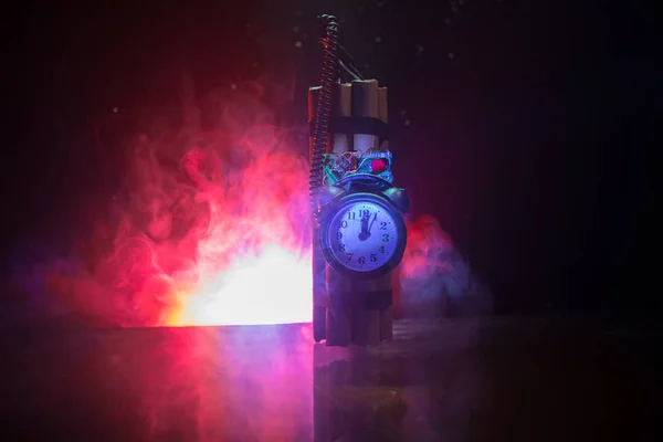 Image Time Bomb Dark Background Timer Counting Detonation Illuminated Shaft — Stock Photo, Image