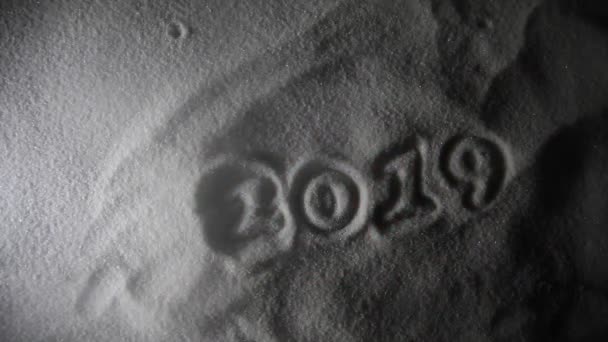 2019 Auf Den Schnee Geschrieben Frohes Neues Jahr 2019 Leeren — Stockvideo