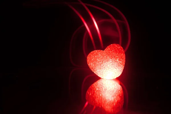 Table Sombre Concept Saint Valentin Amour Coeur Forme Rouge Avec — Photo