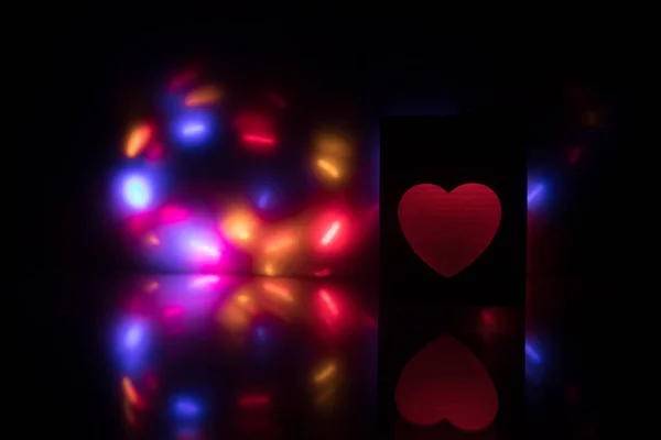 Table Sombre Concept Saint Valentin Amour Coeur Forme Rouge Avec — Photo