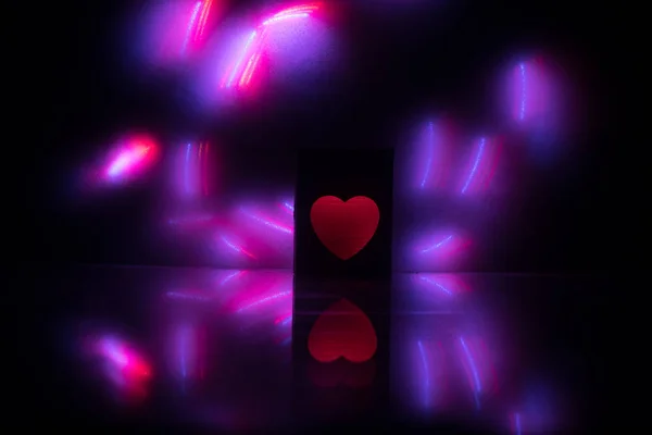 Table Sombre Concept Saint Valentin Amour Coeur Forme Rouge Avec — Photo