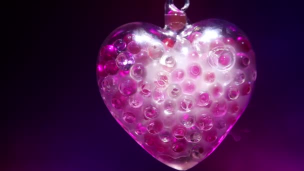 Concept Saint Valentin Coeur Transparent Verre Sur Fond Noir Coeur — Video