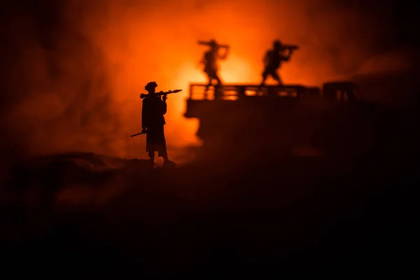 Silueta Soldado Militar Con Bazuca Concepto Guerra Siluetas Militares Peleando — Foto de Stock