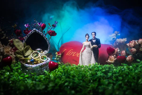 Wirst Mich Heiraten Valentinstag Kunstwerk Dekoration Schöne Braut Mit Herz — Stockfoto