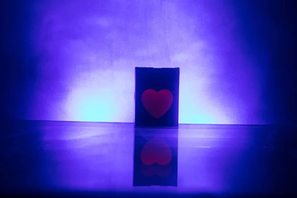 Table Sombre Concept Saint Valentin Amour Coeur Forme Rouge Avec — Photo