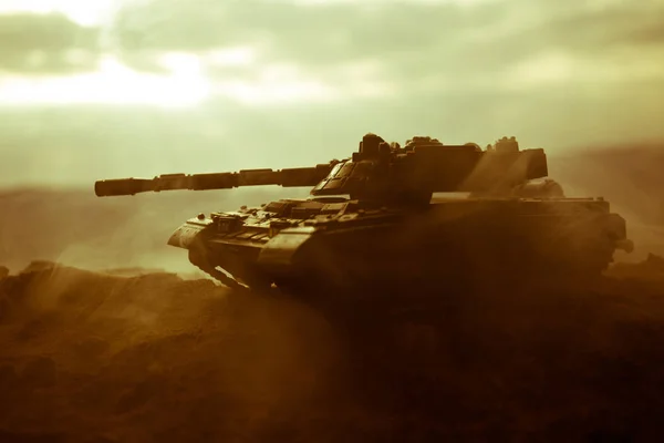Kriegskonzept Militärische Silhouetten Kampfszene Auf Kriegsnebel Himmel Hintergrund Weltkriegssoldaten Silhouetten — Stockfoto