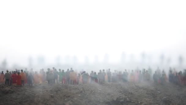 Scena Battaglia Silhouette Militari Scena Combattimento Sfondo Cielo Nebbia Guerra — Video Stock
