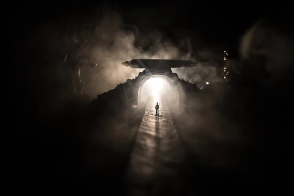 Legal Law Crime Concept Man Alone Standing Middle Road Foggy — Stock Photo, Image