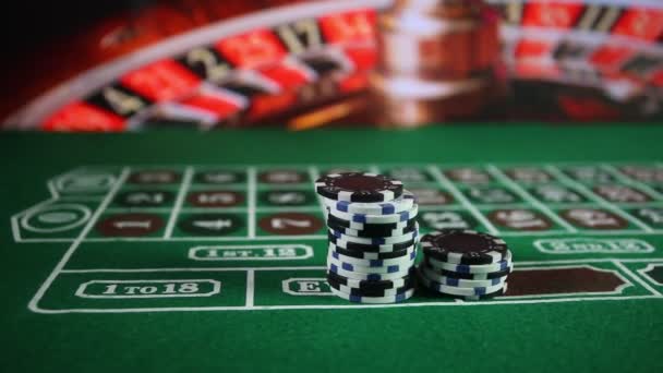 Μάρκες Πράσινο Τραπέζι Καζίνο Αφηρημένο Φόντο Χώρο Αντιγραφής Θέμα Τυχερών — Αρχείο Βίντεο