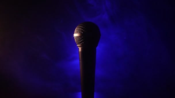 Mikrofon Hang Zene Karaoke Hangstúdióban Vagy Színpadon Mikrofon Technológia Hang — Stock videók