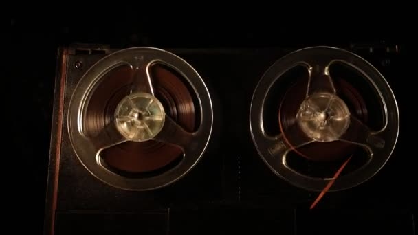 Oude Vintage Reel Naar Reel Player Recorder Donkere Toned Mistige — Stockvideo