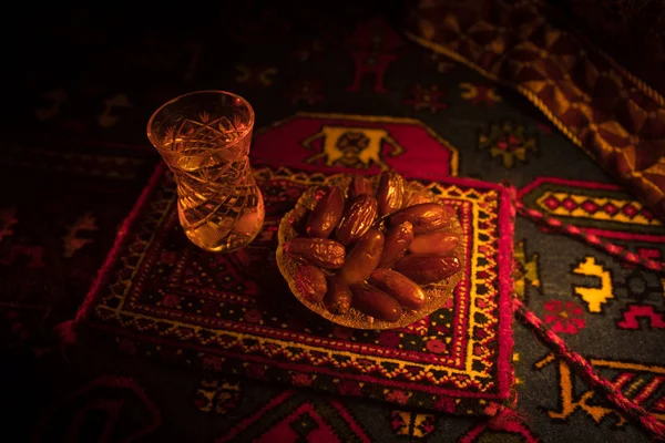 Water Dates Iftar Evening Meal View Decoration Ramadan Kareem Holiday — Stock Photo, Image