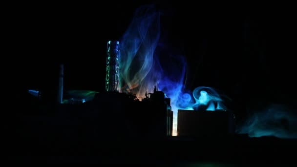 Yaratıcı Sanat Dekorasyonu Geceleri Çernobil Nükleer Santrali Nükleer Reaktör Patlamasından — Stok video
