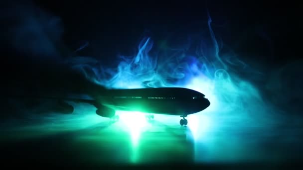 Artwork Decoration Passenger Plane Lights Smoke — Stock Video