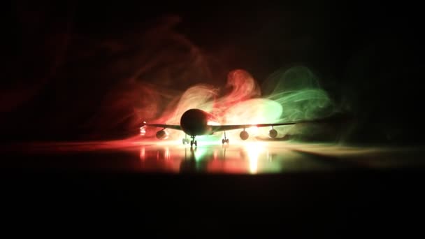 Decoração Obras Arte Avião Passageiros Com Luzes Fumaça — Vídeo de Stock