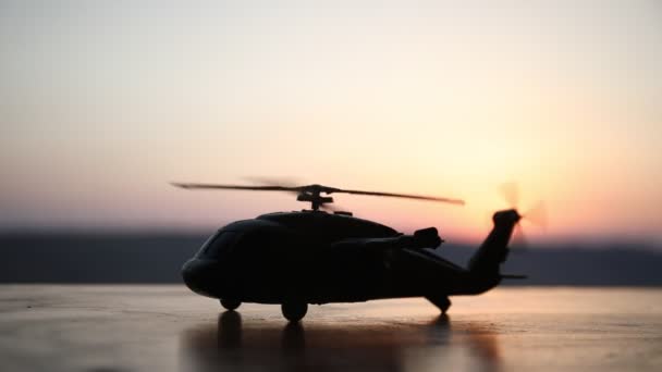 アートワークの装飾 小型ヘリコプターのシルエット — ストック動画