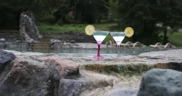 Nahaufnahme Eines Cocktailglases Pool — Stockvideo