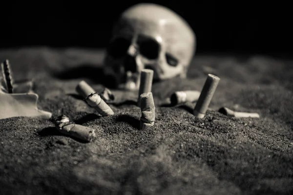 Απαγορεύεται Κάπνισμα Δημιουργική Διακόσμηση Τραπεζιού Τσιγάρα Τσιγάρα Προκαλούν Καρκίνο Και — Φωτογραφία Αρχείου