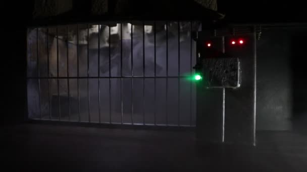 Mistik Işık Altındaki Minyatür Hapishane Kafesinin Yakın Çekim Görüntüleri — Stok video