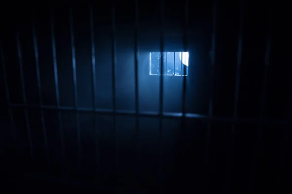 Bars Concept Obsolete Grunge Concrete Room Miniature Dark Prison Interior — Stock Photo, Image