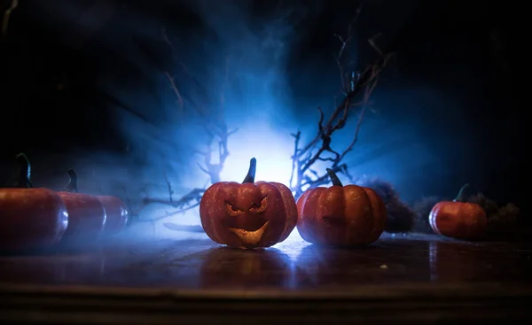 Halloween Durante Virus Corona Concetto Pandemico Globale Zucche Lucenti Romanzo — Foto Stock