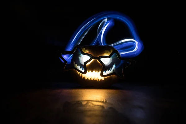 Halloween Χαμόγελο Κολοκύθας Και Τρομακτικό Μάτια Για Νύχτα Κόμμα Γκρο — Φωτογραφία Αρχείου