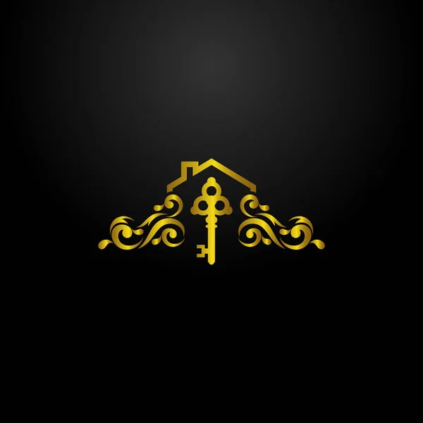 Logotipo chave do agente imobiliário de luxo — Vetor de Stock