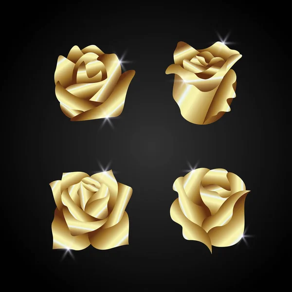 Oro rosa flor vector — Archivo Imágenes Vectoriales