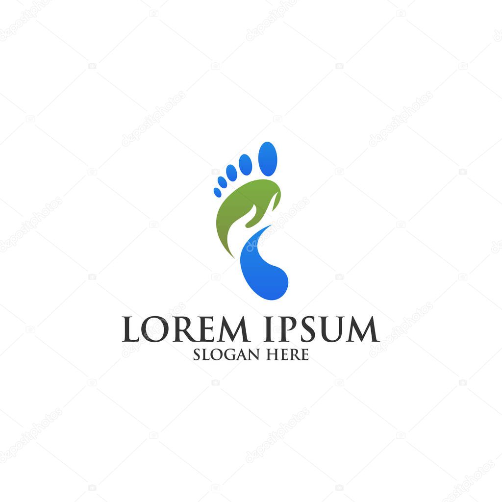 Foot care logo template. health care symbol. green and blue color
