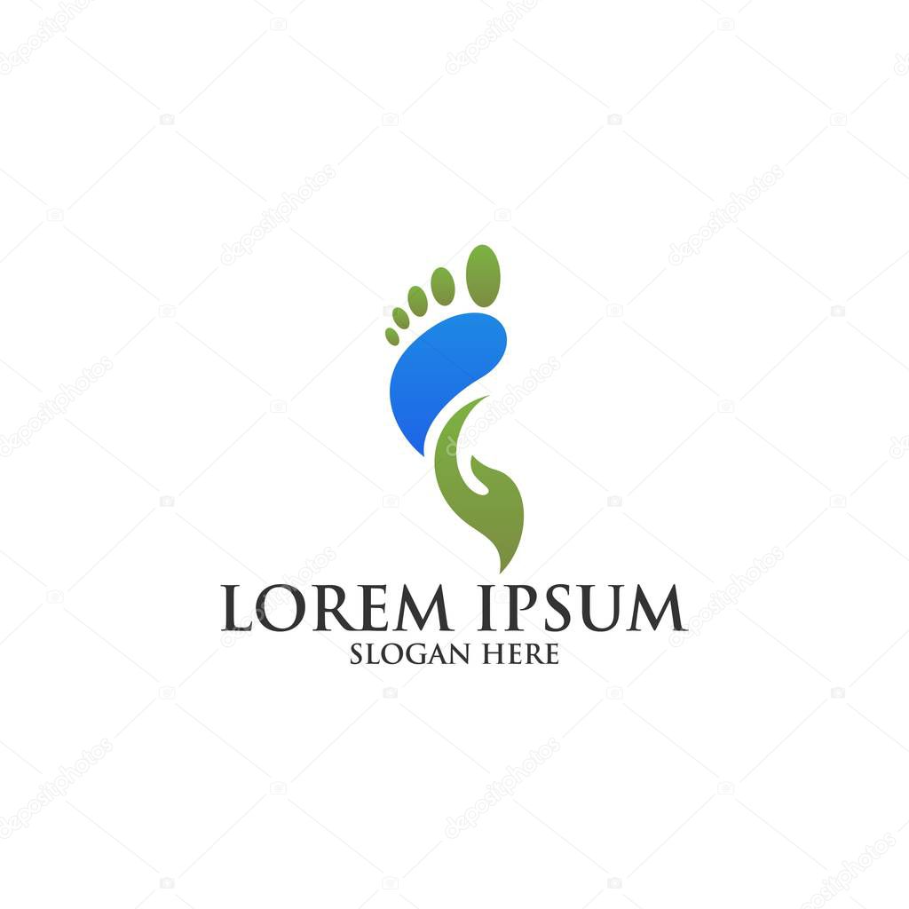 Foot care logo template. health care symbol. green and blue color